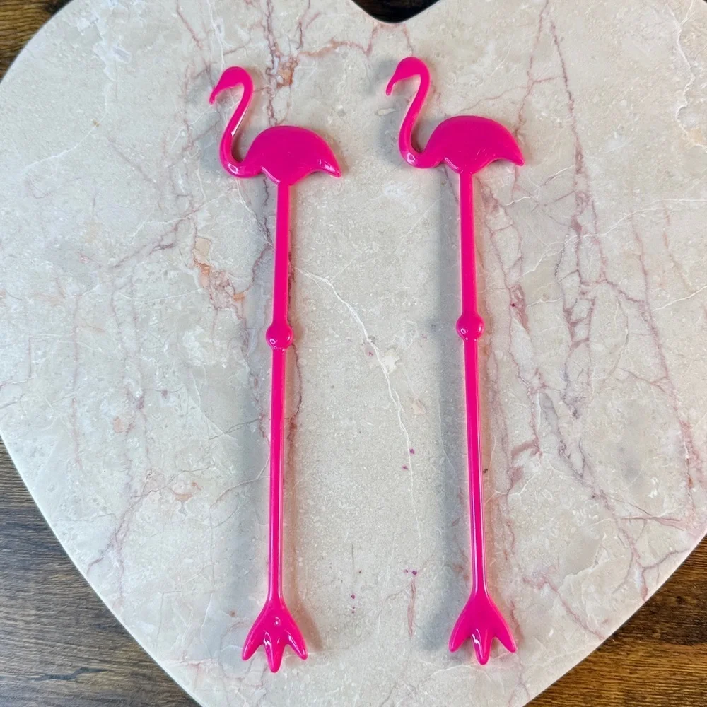 Pink Flamingo Drink Stirrers Set Of 2